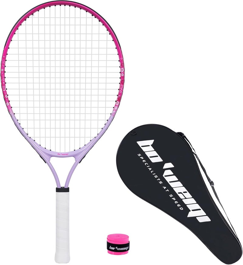 BOWEI 17"-25" Kids Tennis Racket for Aged 2-12 Lightweight Youth Tennis Racquet for Girls and Boys Outdoor/Indoor Sports with 1 Non-Slip Grip and 1 Shoulder Strap Bag Easy Carry - Image 1
